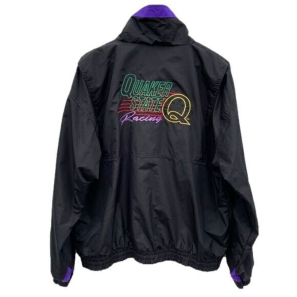 Vintage Quaker State Racing Embroidered Windbreaker Jacket Moto Retro Sport